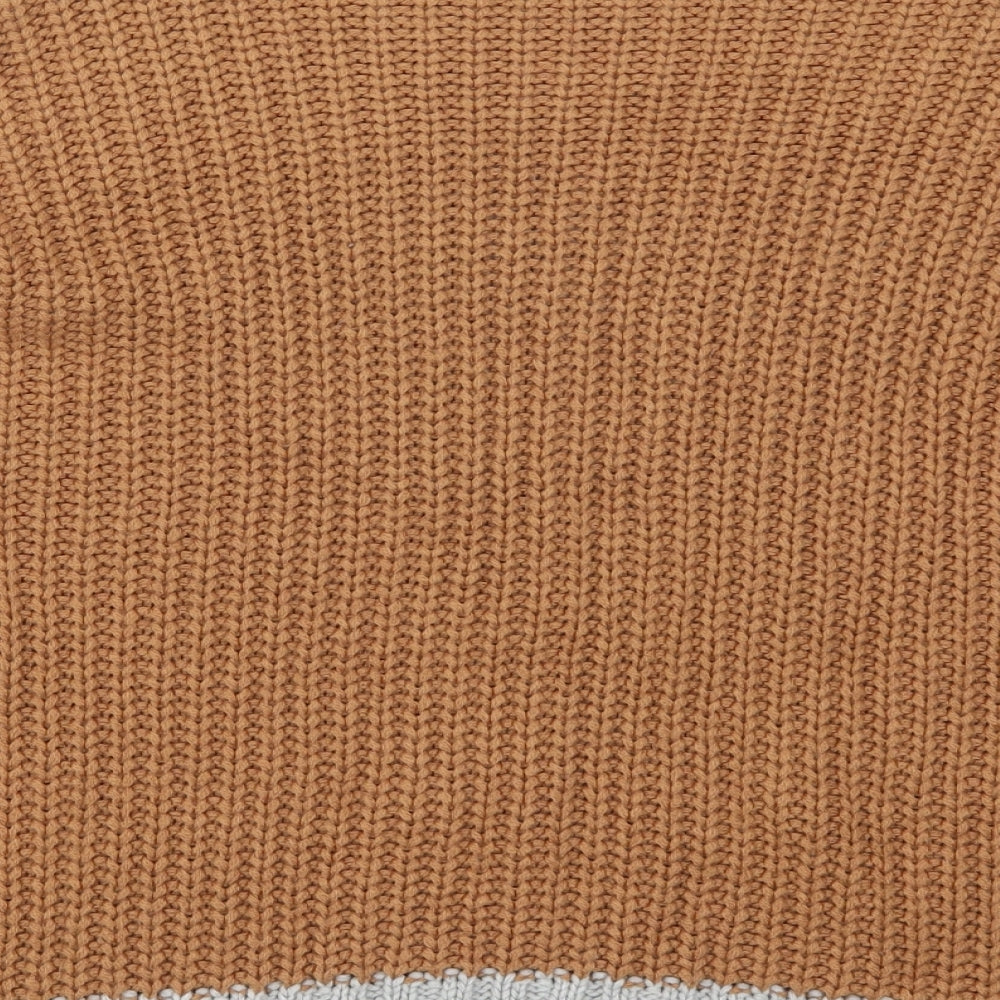 Brave Soul Womens Brown Round Neck  Acrylic Pullover Jumper Size S   - Grey