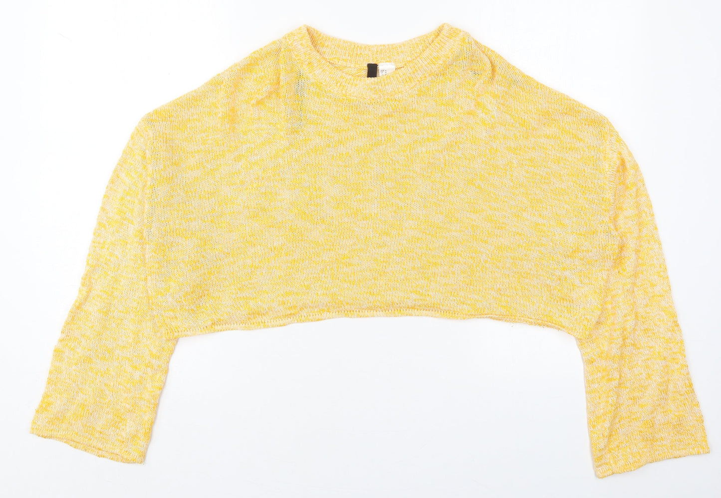 H&M Womens Yellow Round Neck  Cotton Pullover Jumper Size M