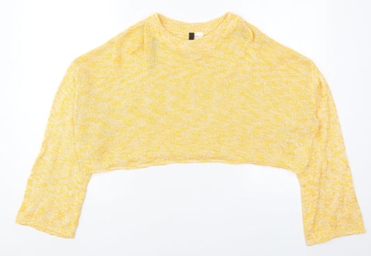 H&M Womens Yellow Round Neck  Cotton Pullover Jumper Size M