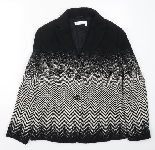 Avantgarde Womens Black Geometric  Jacket  Size 12  Button - Zig Zag