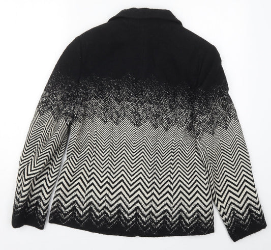 Avantgarde Womens Black Geometric  Jacket  Size 12  Button - Zig Zag