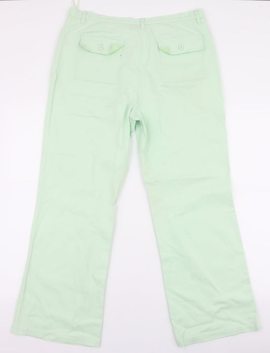 Vogue  Womens Green  Cotton Wide-Leg Jeans Size 16 L27 in Regular Zip