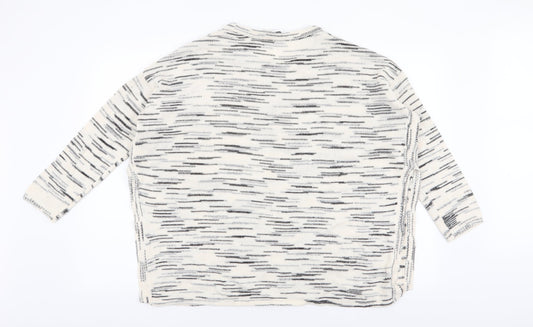 H&M Womens Ivory Round Neck Striped Acrylic Pullover Jumper Size M