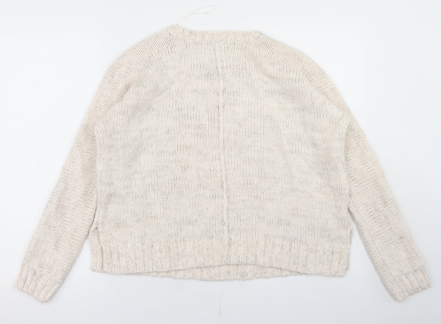 New Look Womens Beige Round Neck  Acrylic Pullover Jumper Size 10