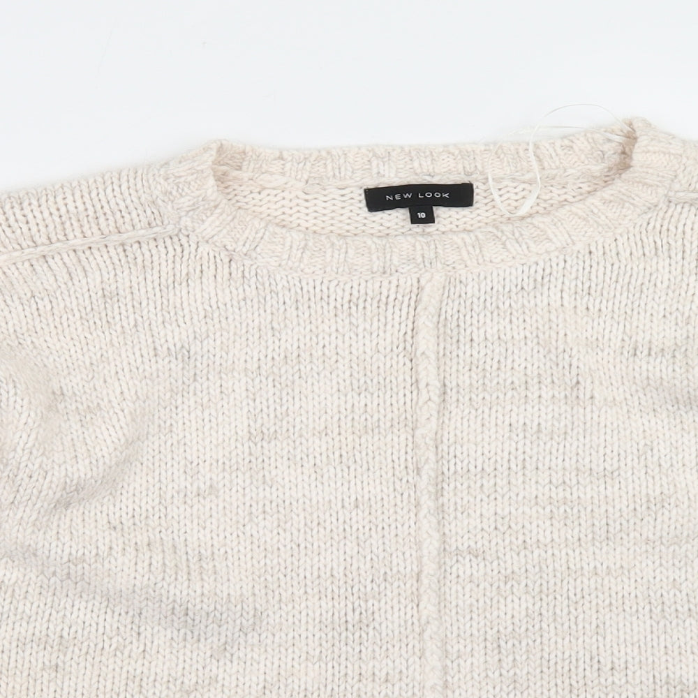 New Look Womens Beige Round Neck  Acrylic Pullover Jumper Size 10