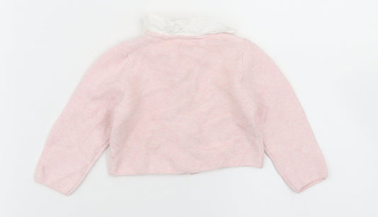 TU Girls Pink  Cotton Cardigan Jumper Size 3-6 Months  Button