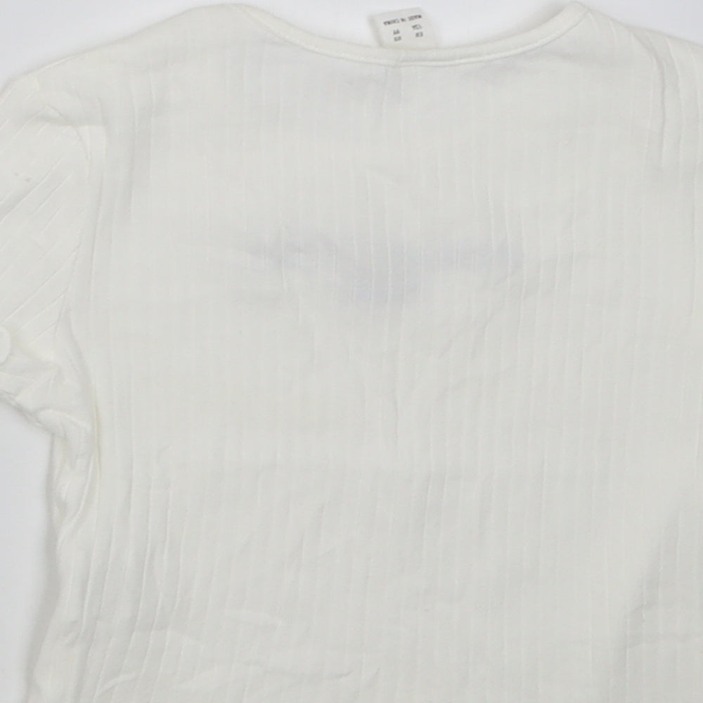 SheIn Girls White  Cotton Cropped T-Shirt Size 9 Years Crew Neck Pullover - if you can be anything be kind
