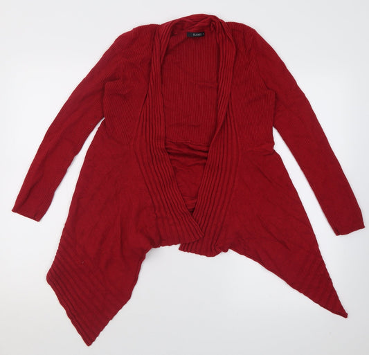 Dunnes Stores Womens Red V-Neck  Nylon Cardigan Jumper Size M
