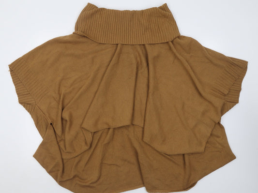 h7m Womens Brown Roll Neck  Acrylic Cape Jumper One Size