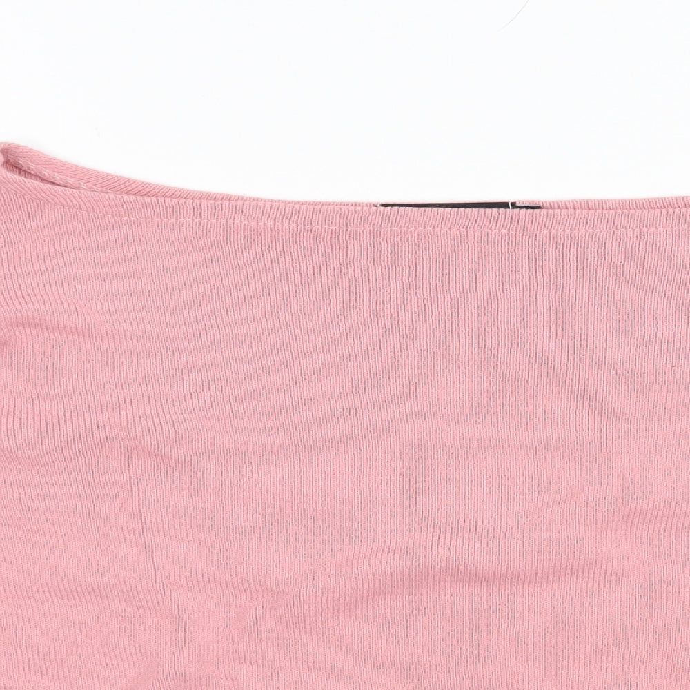 PRETTYLITTLETHING Womens Pink Boat Neck  Acrylic Pullover Jumper Size S