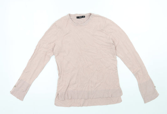 Mango Womens Pink Round Neck  Polyester Pullover Jumper Size 8