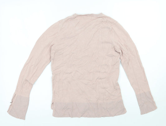 Mango Womens Pink Round Neck  Polyester Pullover Jumper Size 8