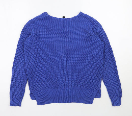 H&M Womens Blue Round Neck  Cotton Pullover Jumper Size 6