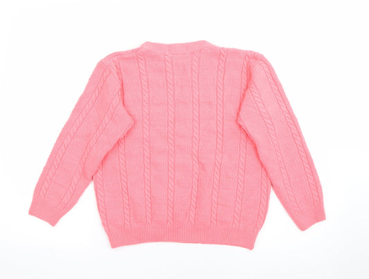 New Choice Womens Pink Crew Neck  Acrylic Pullover Jumper Size S