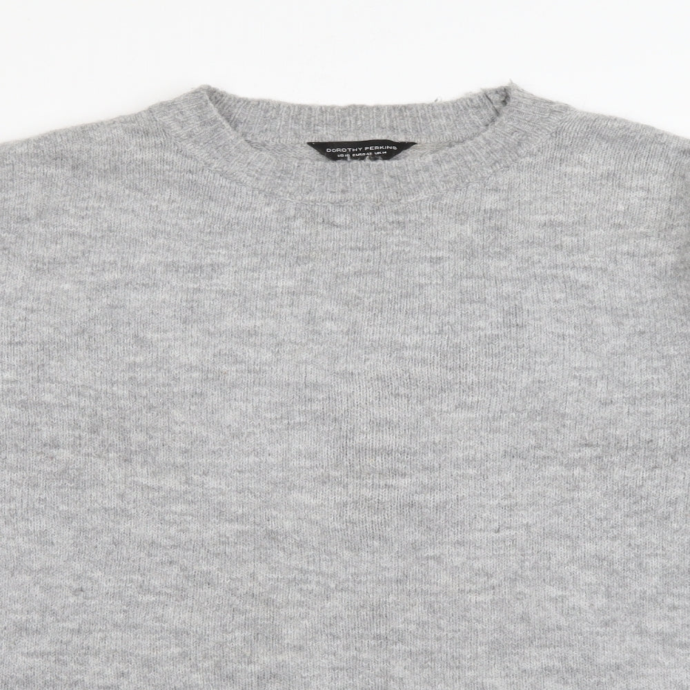 Dorothy Perkins Womens Grey Crew Neck  Acrylic Pullover Jumper Size 14