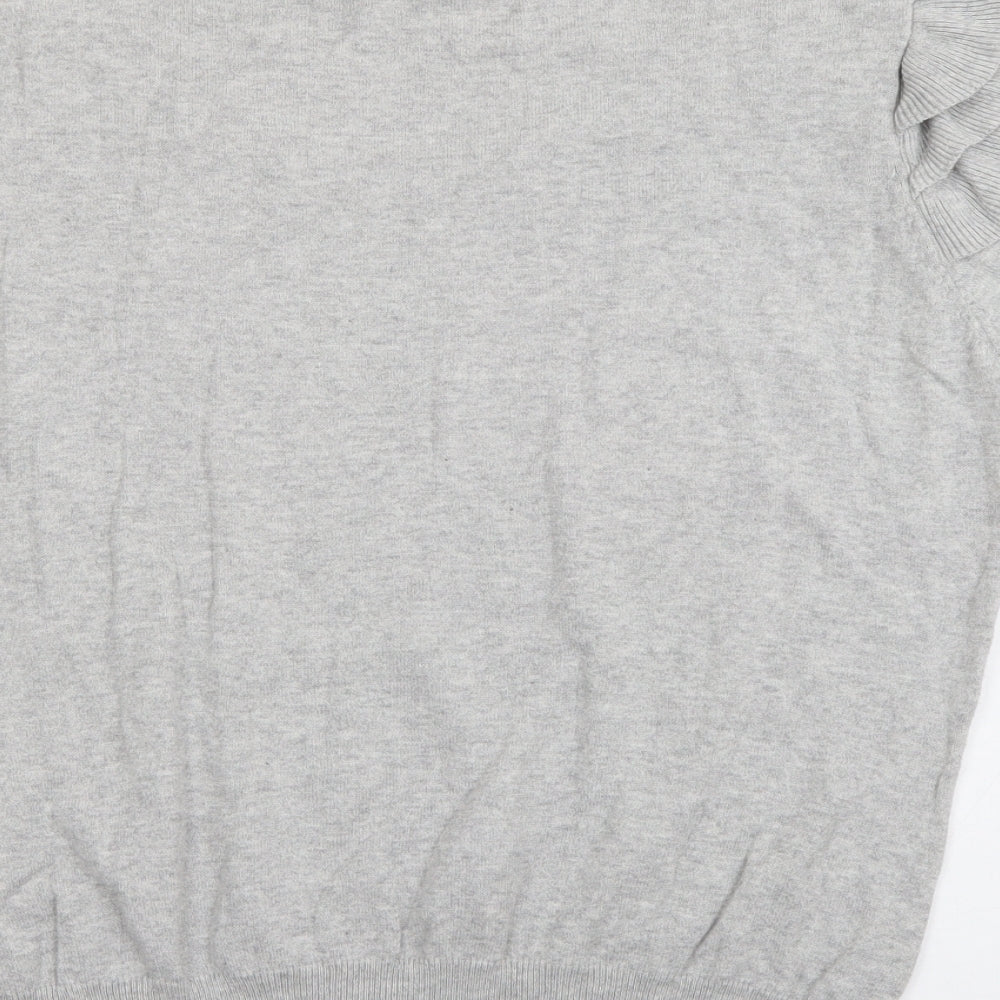 Internacionale Womens Grey Scoop Neck  Cotton Pullover Jumper Size 16