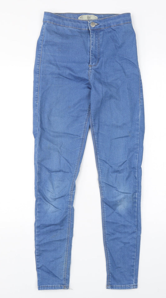Topshop Womens Blue  Cotton Skinny Jeans Size 28 in L29 in Regular Button