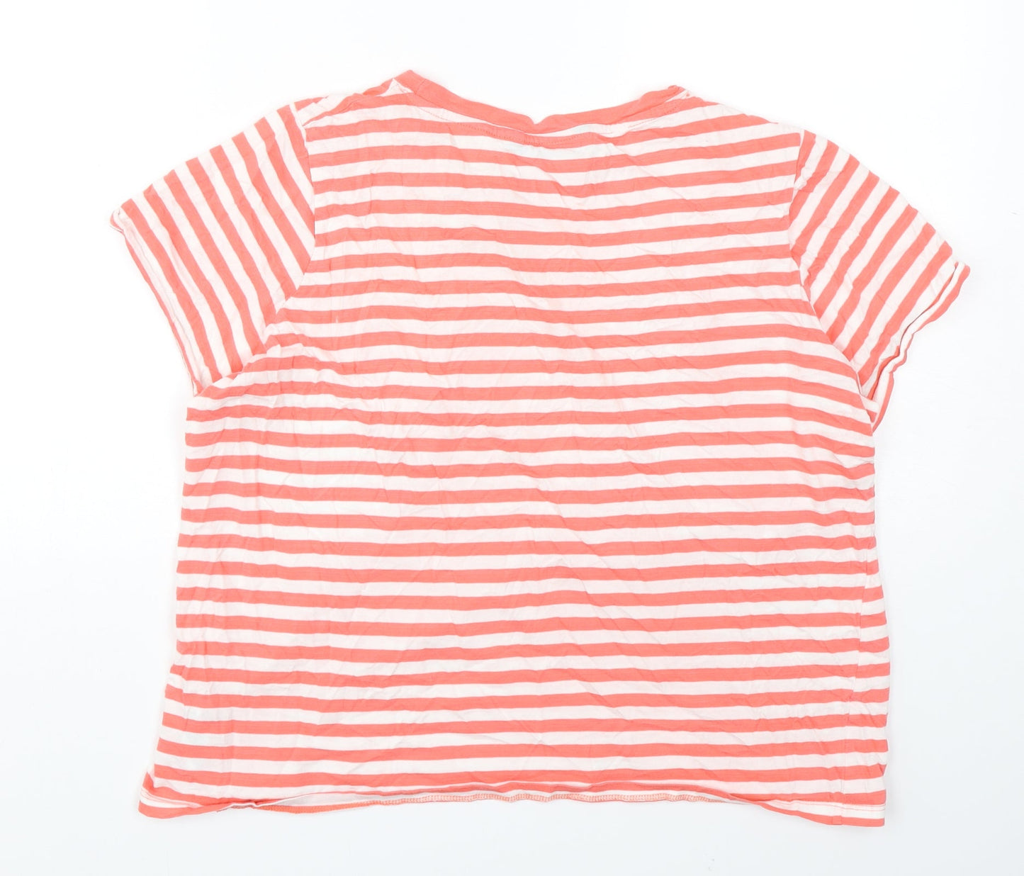 Dunnes Stores Womens Multicoloured Striped Cotton Basic T-Shirt Size L Round Neck