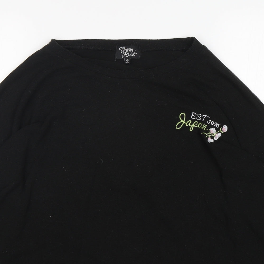 Gypsy Heart Womens Black  Polyester Pullover Sweatshirt Size M  Pullover
