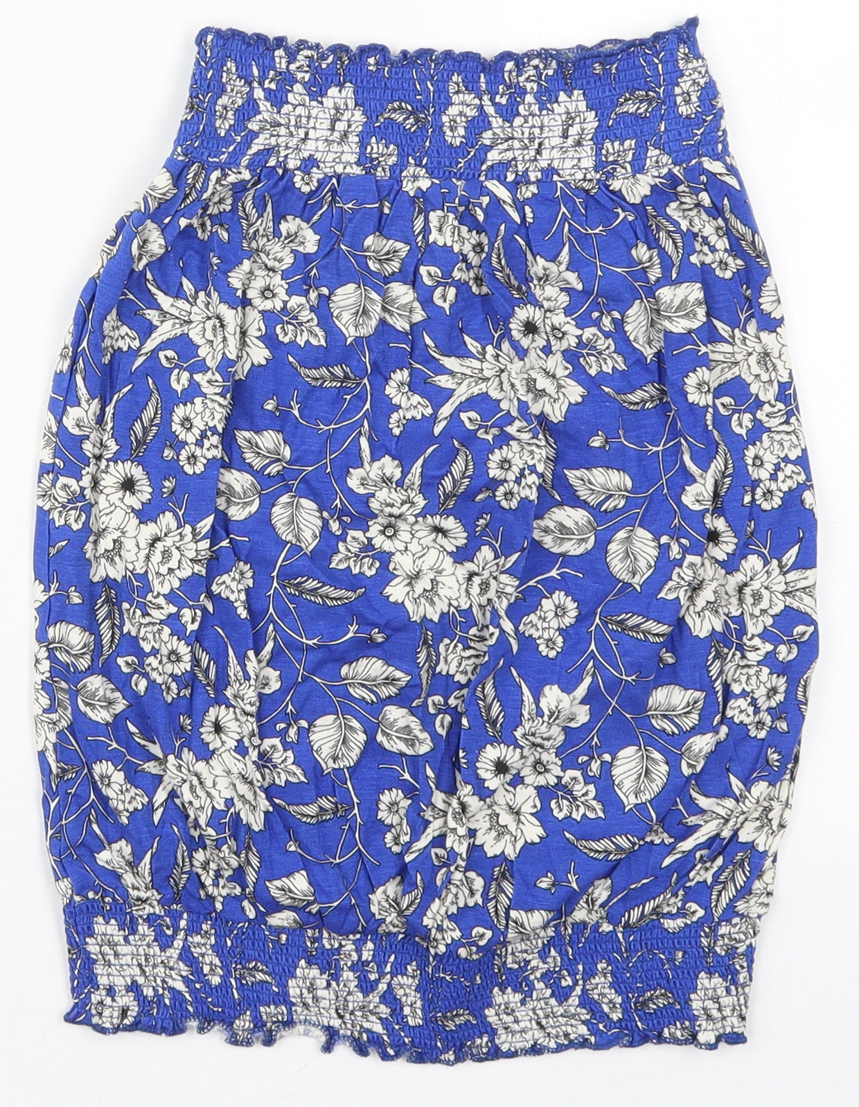 Studio Womens Blue Floral Viscose Basic Tank Size 8 Round Neck