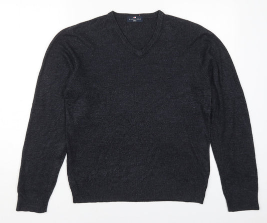 Marks and Spencer Mens Blue V-Neck  Acrylic Pullover Jumper Size M
