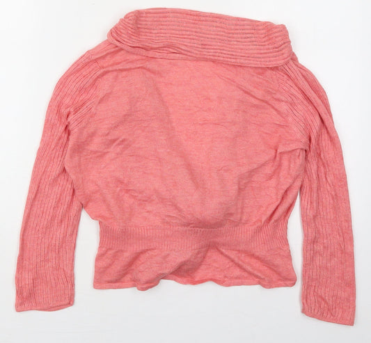 Wallis Womens Pink V-Neck  Viscose Cardigan Jumper Size S