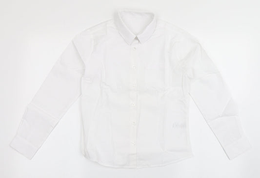 George Girls White  Polyester Basic Button-Up Size 10-11 Years Collared Button - School Wear