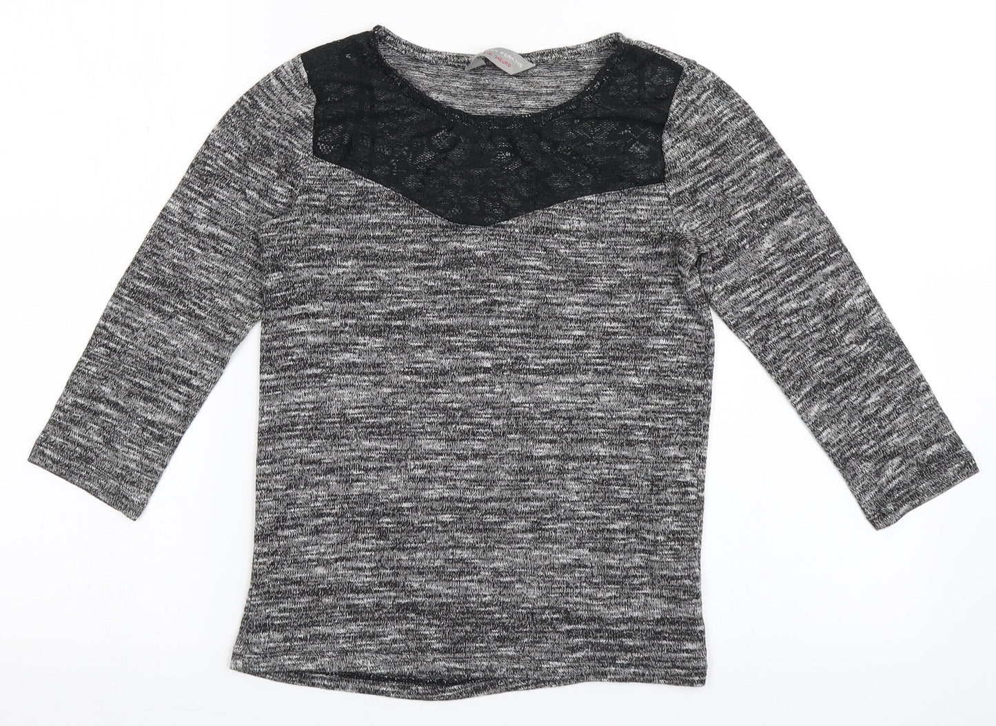 Dorothy Perkins Womens Grey  Polyester Basic T-Shirt Size 6 Round Neck