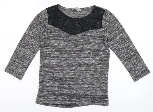 Dorothy Perkins Womens Grey  Polyester Basic T-Shirt Size 6 Round Neck