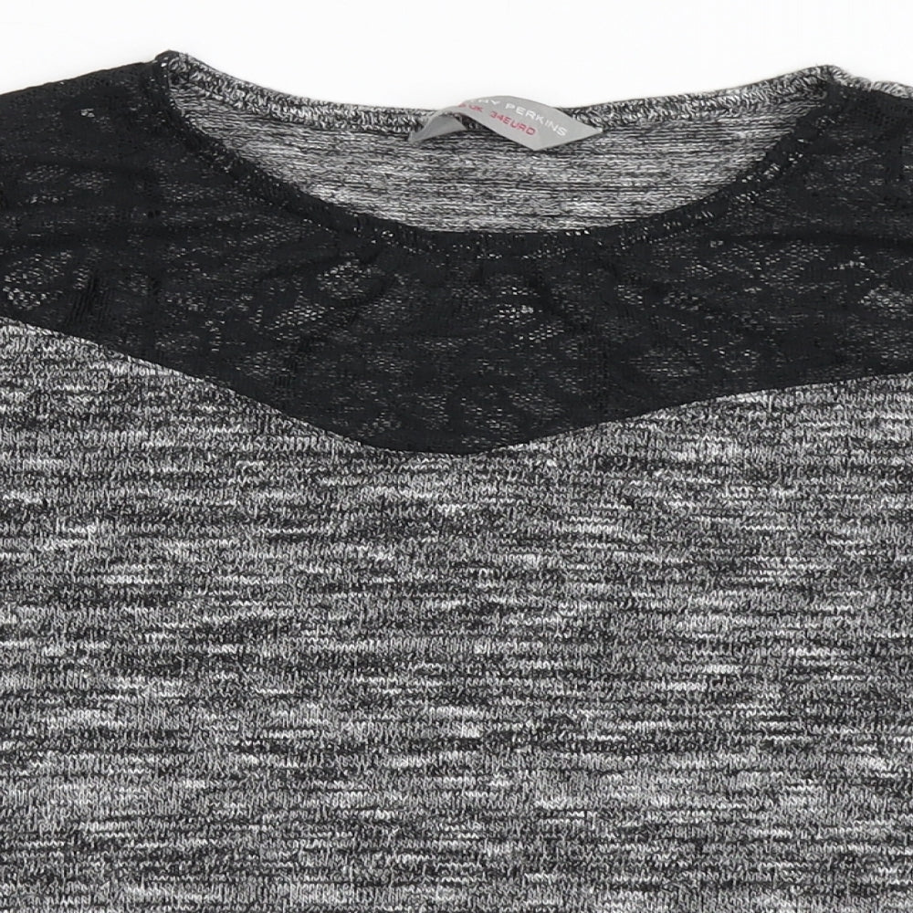 Dorothy Perkins Womens Grey  Polyester Basic T-Shirt Size 6 Round Neck