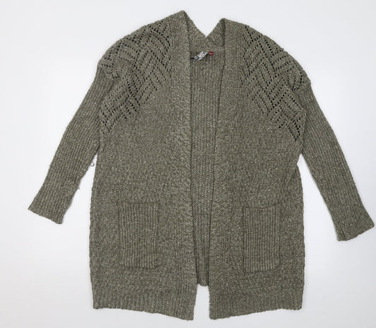 3Stones Womens Brown V-Neck  Acrylic Cardigan Jumper Size M