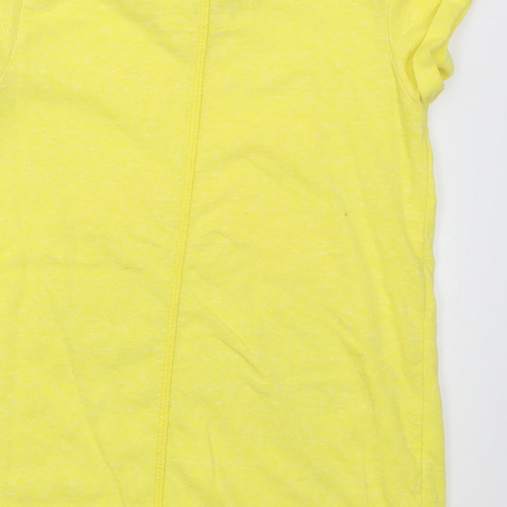 NEXT Girls Yellow  Polyester Basic T-Shirt Size 7 Years Crew Neck Pullover