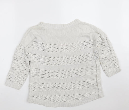 Gap Womens White Round Neck  Cotton Pullover Jumper Size M