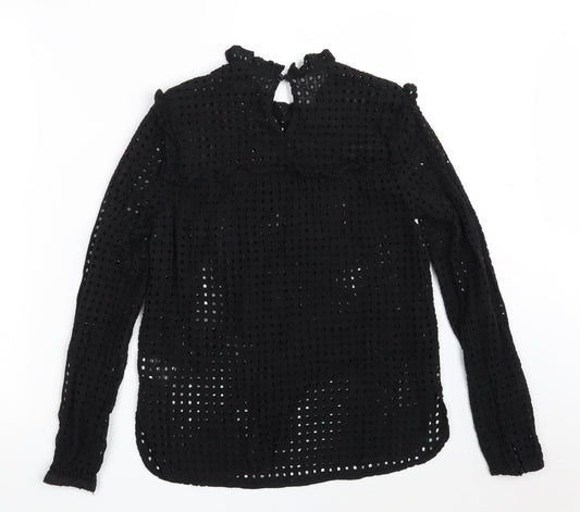 Fashion Union Womens Black Geometric 100% Cotton Basic Blouse Size 10 Round Neck