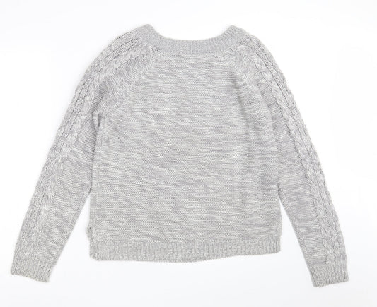 Select Womens Grey Round Neck  Acrylic Pullover Jumper Size 10