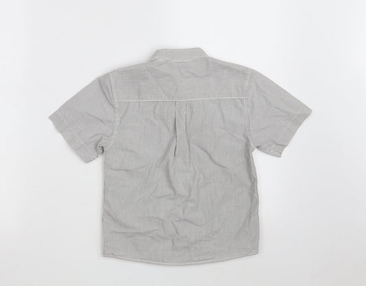 Dunnes Stores Boys Grey Striped 100% Cotton Basic Button-Up Size 5 Years Round Neck Button
