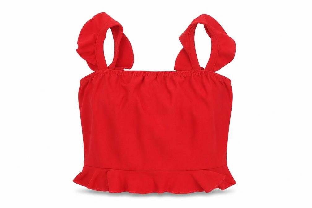 PRETTYLITTLETHING Womens Red  Polyester Cropped Tank Size 10 Square Neck