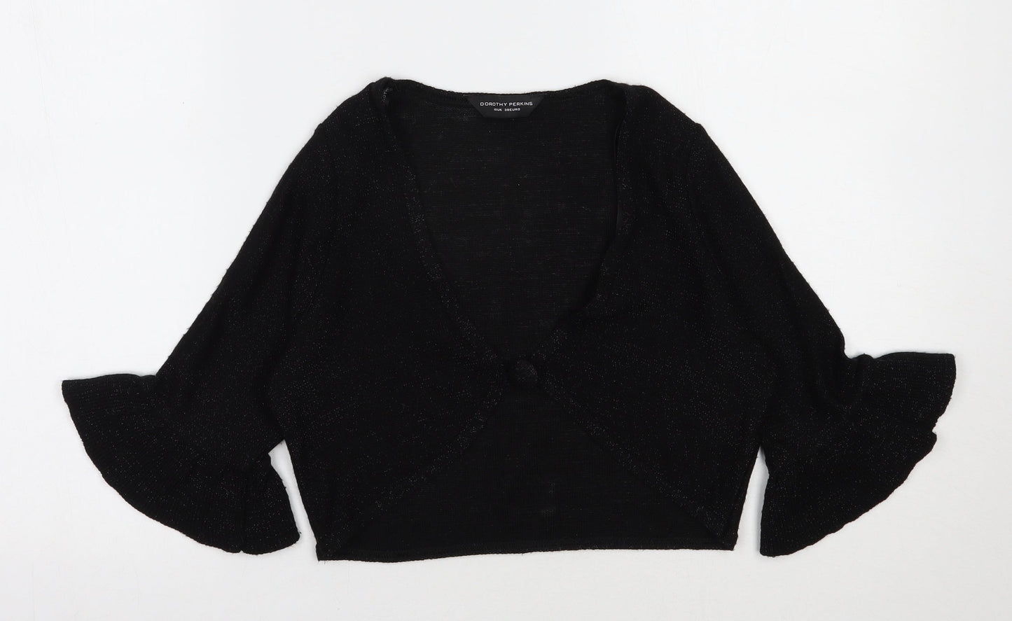 Dorothy Perkins Womens Black V-Neck  Acrylic Shrug Jumper Size 10
