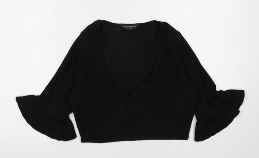 Dorothy Perkins Womens Black V-Neck  Acrylic Shrug Jumper Size 10