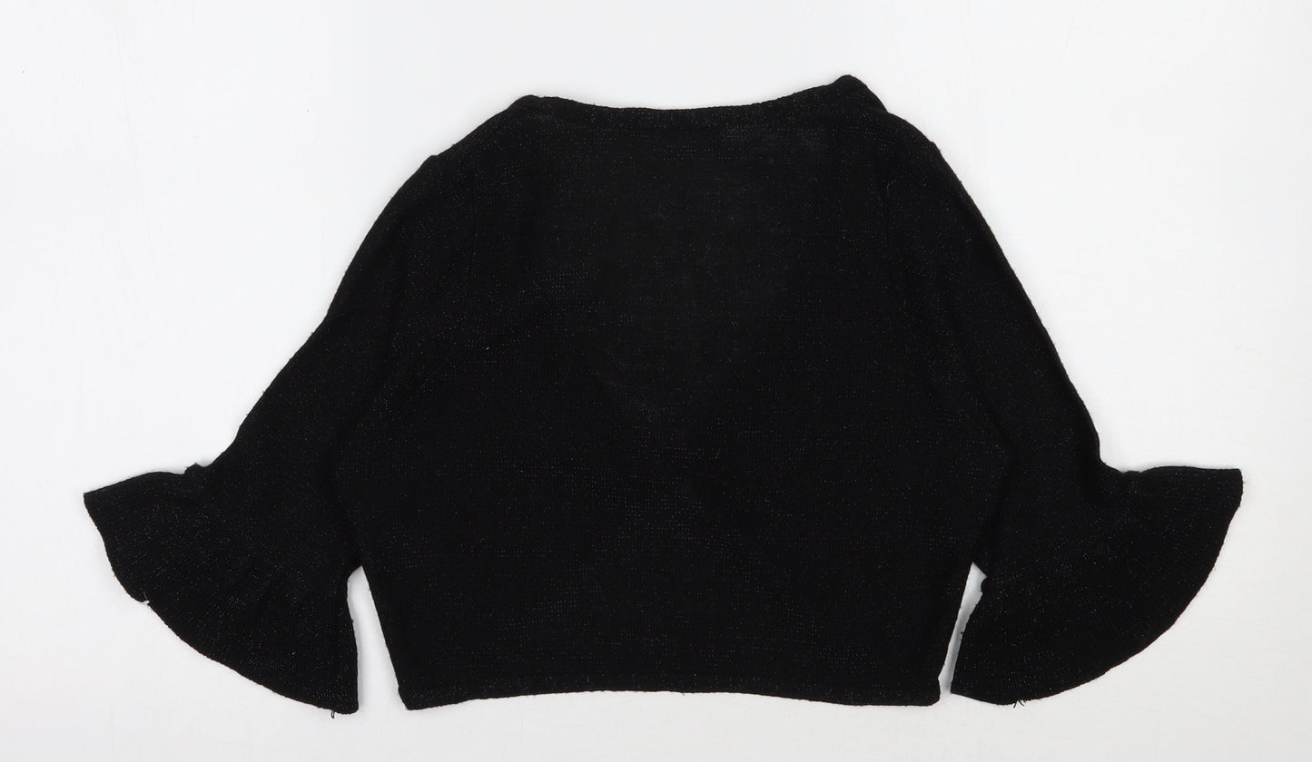 Dorothy Perkins Womens Black V-Neck  Acrylic Shrug Jumper Size 10