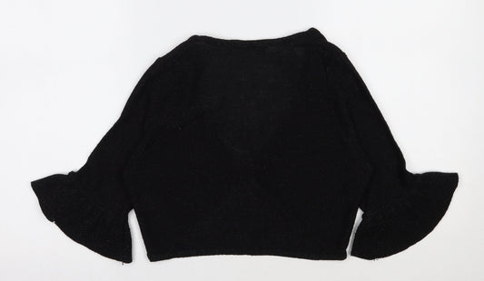 Dorothy Perkins Womens Black V-Neck  Acrylic Shrug Jumper Size 10