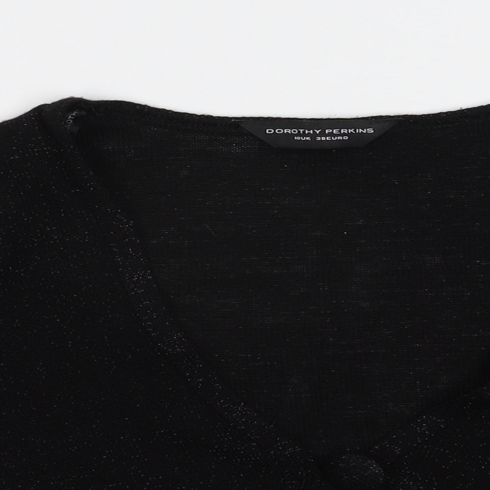 Dorothy Perkins Womens Black V-Neck  Acrylic Shrug Jumper Size 10