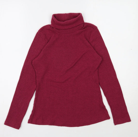 Preworn Womens Pink Roll Neck  Polyester Pullover Jumper Size S