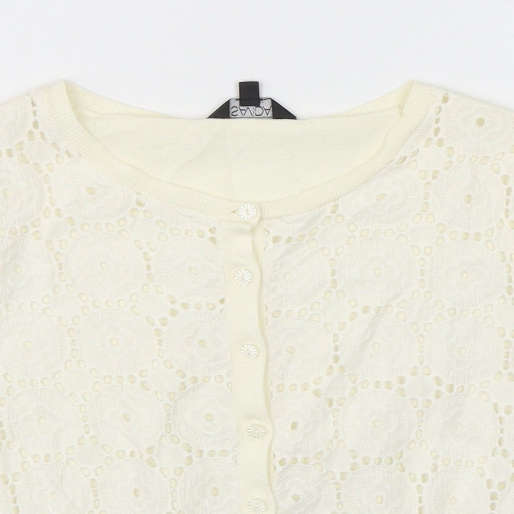 Savida Womens Beige Round Neck  Cotton Cardigan Jumper Size 10