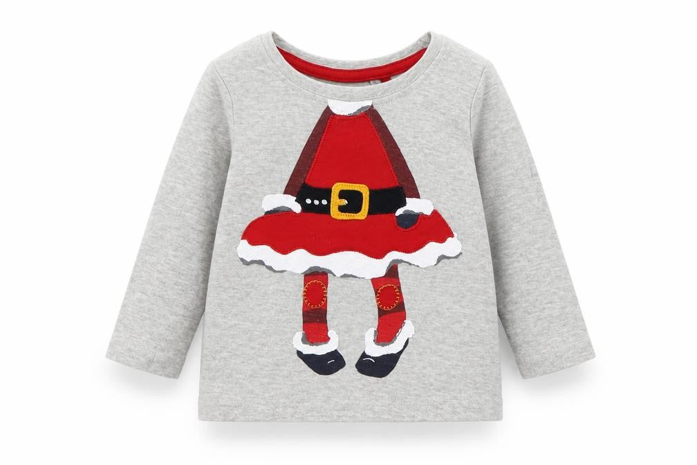 NEXT Boys Grey  Cotton Basic T-Shirt Size 3-6 Months Round Neck Pullover - Christmas