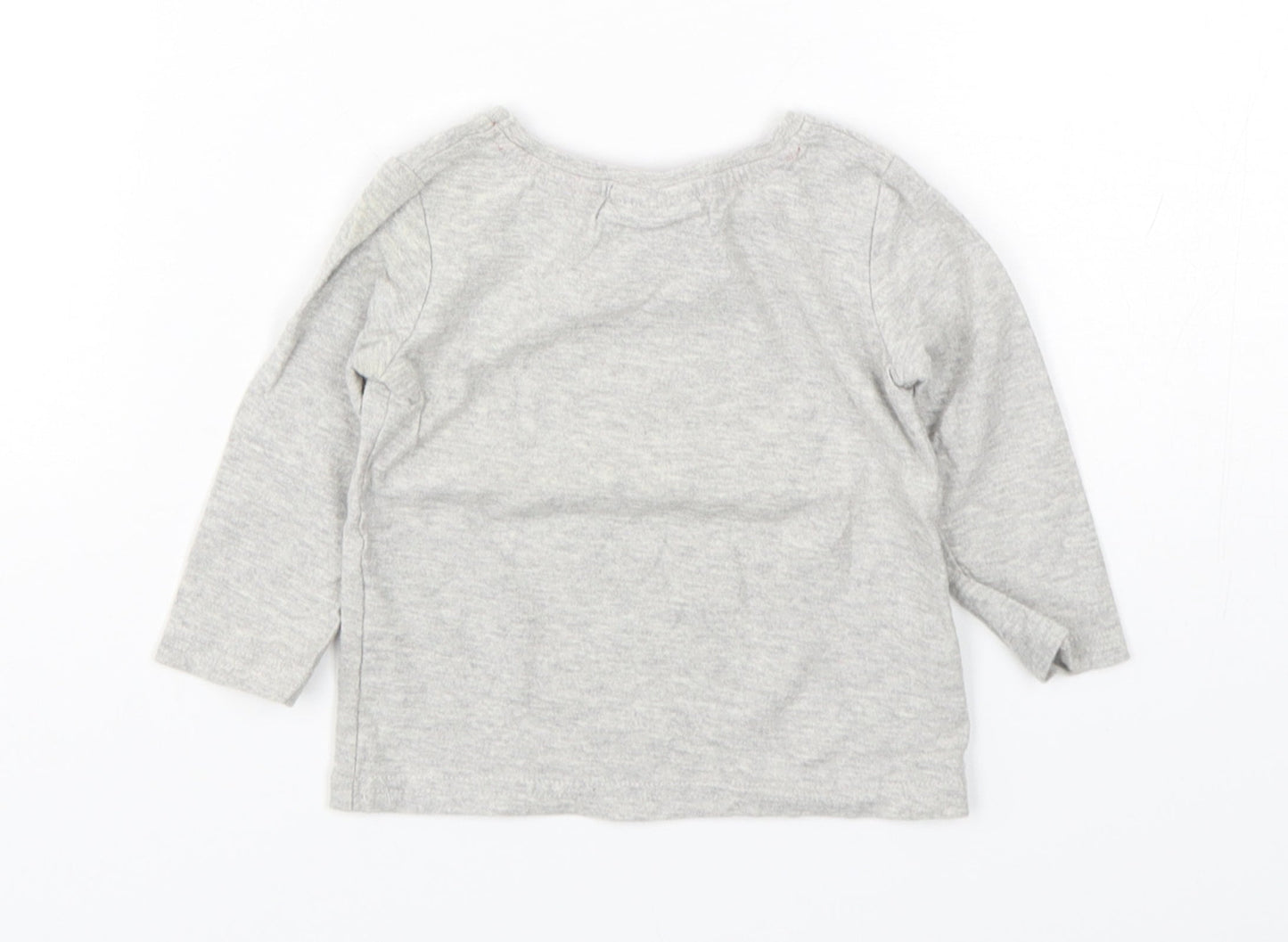 NEXT Boys Grey  Cotton Basic T-Shirt Size 3-6 Months Round Neck Pullover - Christmas