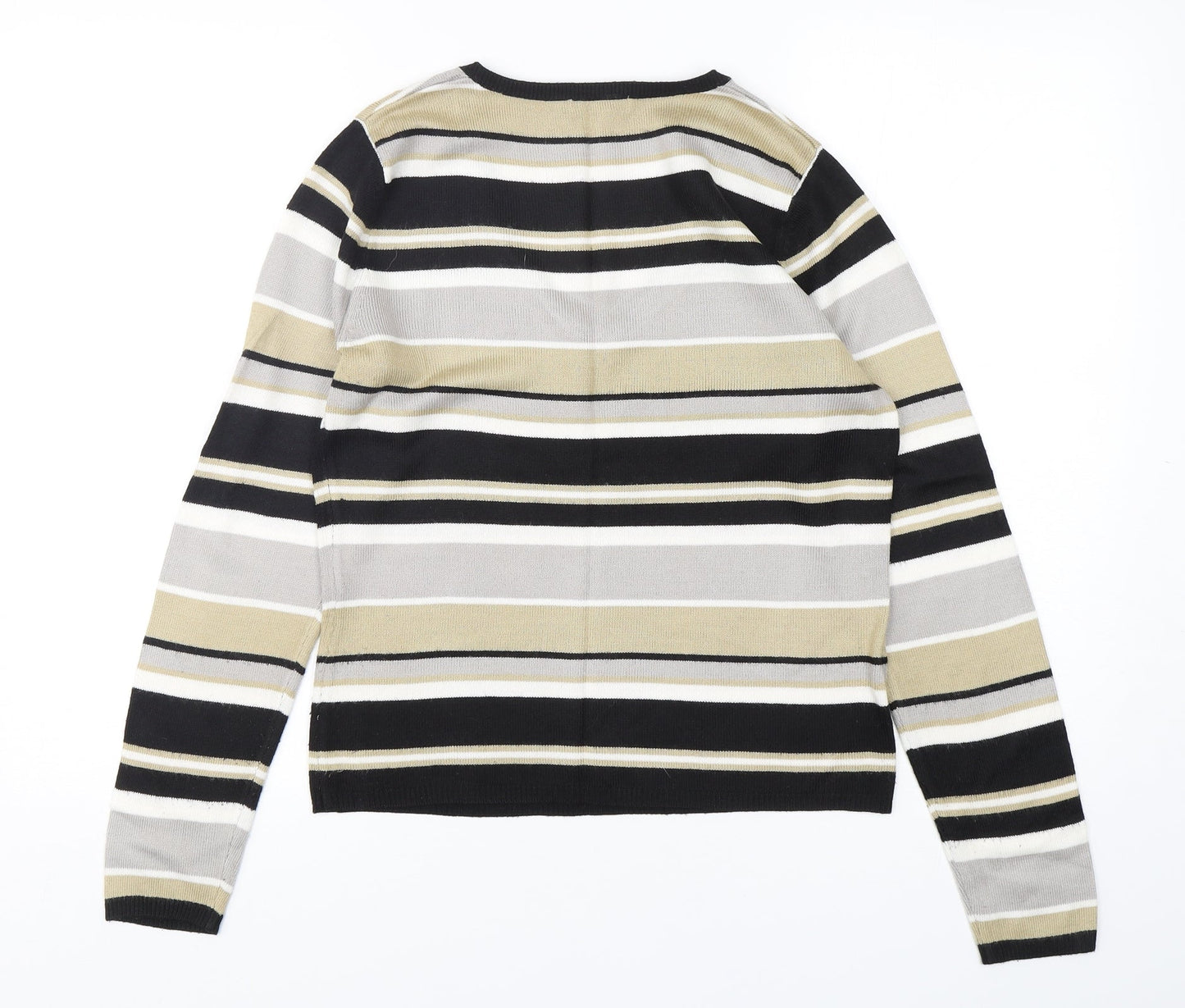Matalan Womens Multicoloured Collared Striped Acrylic Pullover Jumper Size 10