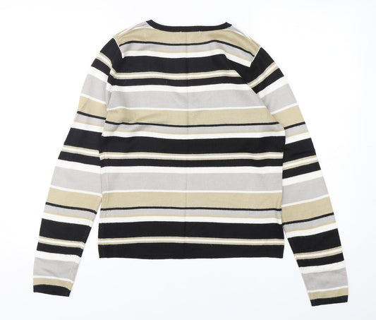Matalan Womens Multicoloured Collared Striped Acrylic Pullover Jumper Size 10