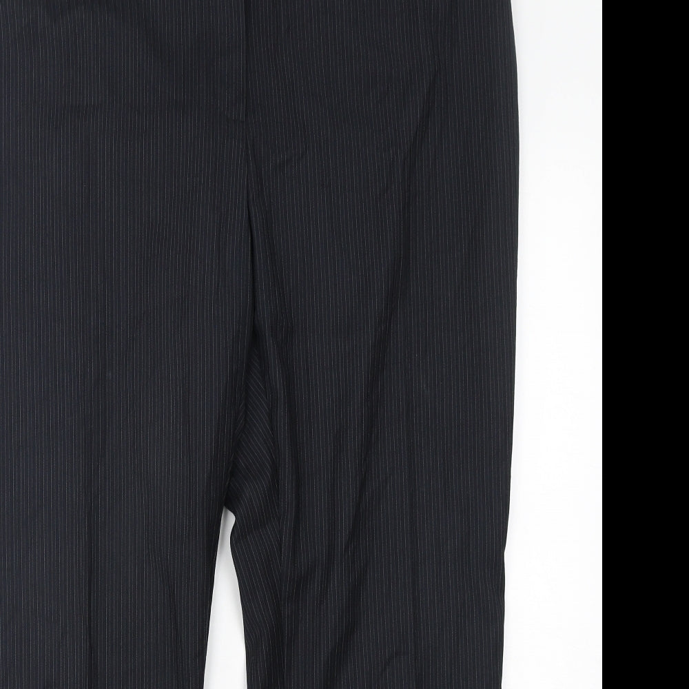 Marks and Spencer Womens Blue Striped Polyester Trousers  Size 20 L29 in Regular