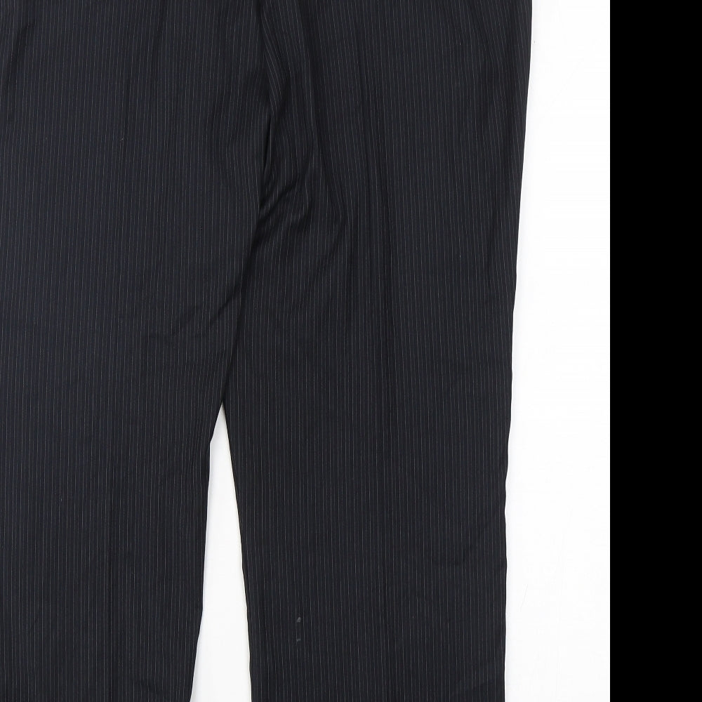 Marks and Spencer Womens Blue Striped Polyester Trousers  Size 20 L29 in Regular